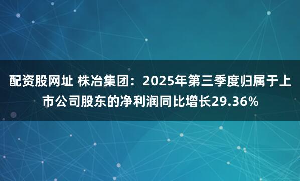配资股网址 株冶集团：2025年第三季度归属于上市公司股东的净利润同比增长29.36%